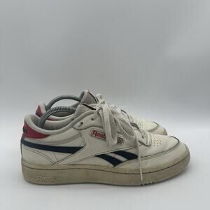 Mens Size 8.5 Reebok Club C Revenge Casual White/Black/Red Leather Shoes GZ5164